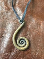Hand-forged necklace - curled pendant