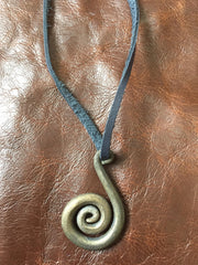 Hand-forged necklace - curled pendant
